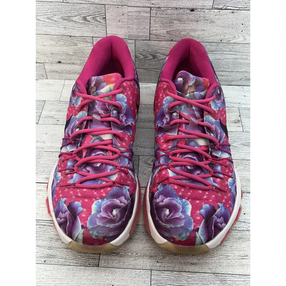 Nike KD 8 Aunt‎ Pearl Shoes Mens 13 Pink Floral Rose Kay Yow Basketball Sneakers